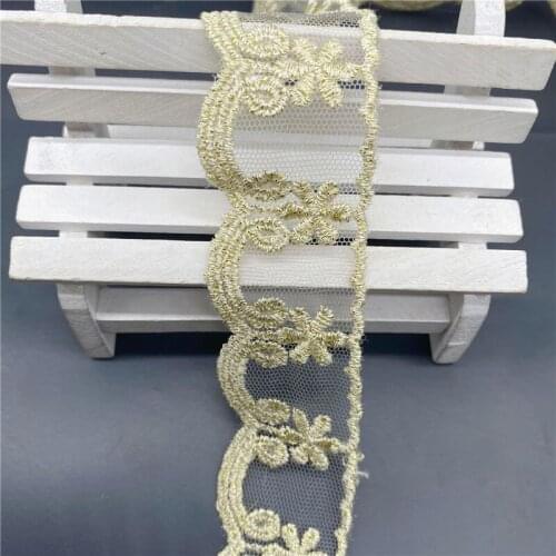 20Yard Net Yarn Lace Lolita Jewelry DIY Bilateral Gold Line Flower Gold Lace Clothing Accessories Small Trims