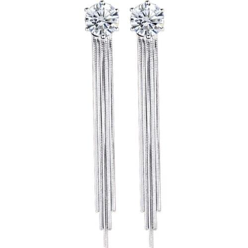 2021 Tassel Earrings Crystal Rhinestone Long Geometric Round Stud Earring For Women Beautiful Sexy Fashion Jewelry