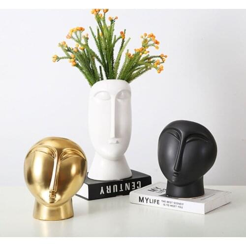 3PCS Nordic Art Washing Face Vase Ceramic Ornaments Dried Flower Living Room Study TV Cabinet Home Soft Decoration Accessories