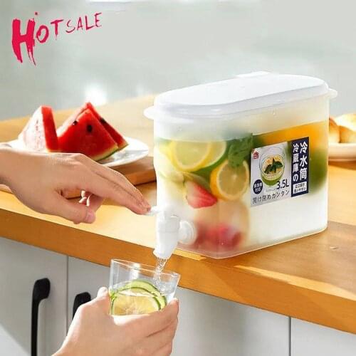 3500ml With Faucet Water Bottle Kettle Cold Tea Pot Lemon Juice Jugs Kitchen Container Heat Resistant Pitcher Bottle Drinkware