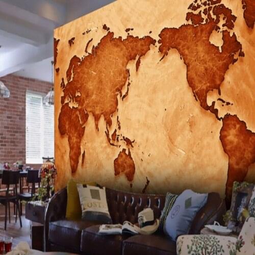 Wallpaper 3d Retro nostalgic world map 3d wallpaper Living room Study Hotel background decorative murals