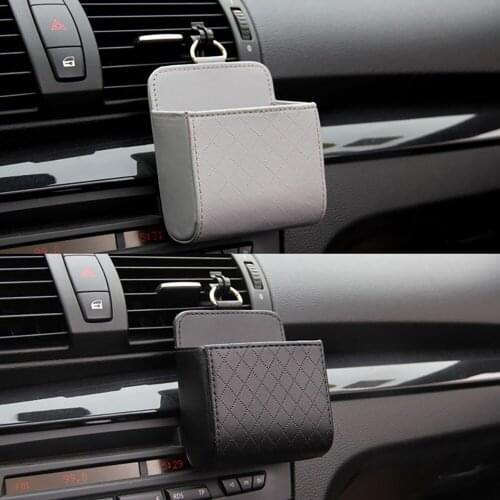 PU Leather Car Outlet Air Auto Vent Trash Box Auto Mobile Phone Holder Organiser BoxCar Styling Bag Car Accessories Interior