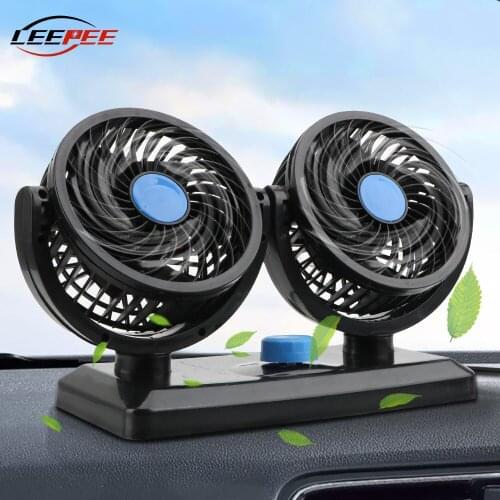 LEEPEE 12V 24V Mini Car Fan Twins On-board Air Cooling Cooler Strong Machine Cigarette Lighter Rotate Auto Accessories Interior