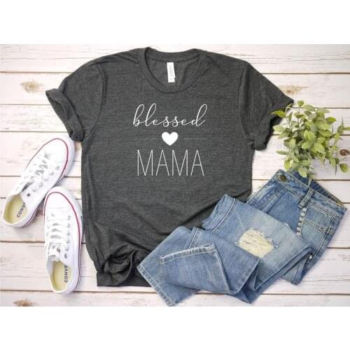Blessed Mama Mom Shirts Mothers Lover Fashion Short Sleeve Shirt Women Cotton Harajuku Funny Graphic Mom Female Clothing O Neck