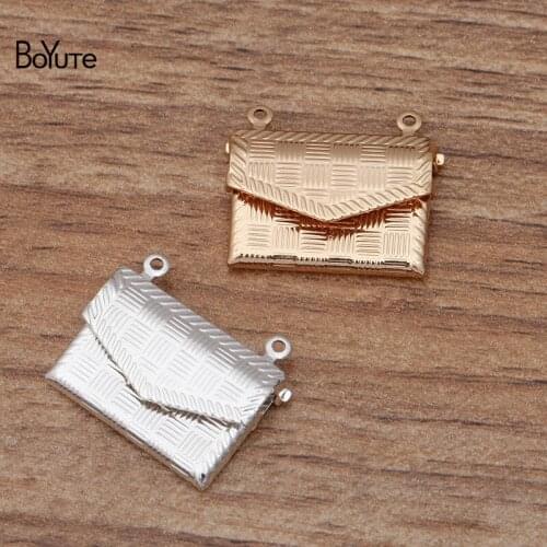 BoYuTe (10 Pieces/Lot) 15*20*4MM Envelope Shaped Photo Locket Pendant Vintage Floating Locket Charms for Jewelry Making