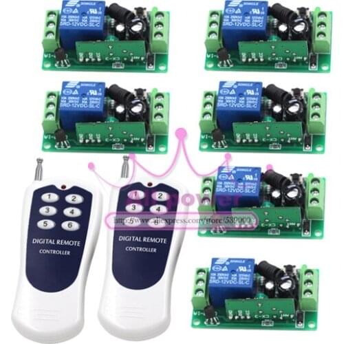 DC 12V 10A 1 CH 1CH RF Wireless Remote Control Switch System Water Proof 2Transmitters + 6Receiver