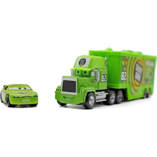 Disney Pixar Car 2Pcs/Lot No.82 Mack Truck + Small Car Shiny Wax 1:55 Diecast Metal Alloy Modle Figures Toys Gifts For Kids
