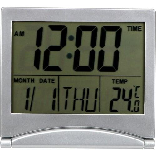 Home Decor Alarm Clock Time Date Temperature Timer Desk Clock Foldable Portable Multifunction LCD Digital Electronic Clocks