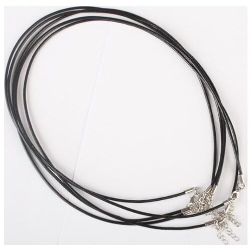 Hot!!! 2mm Black Leather Cord Chain Clasp String Rope Necklace 18-20"L