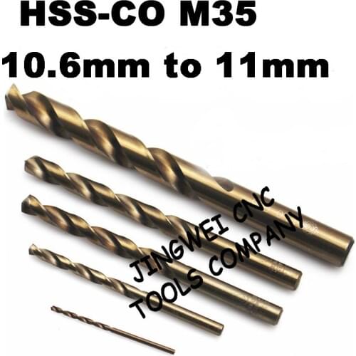 HSS cobalt M35 twist drill bit 10.6mm, 10.7mm, 10.8mm, 10.9mm, 11.0mm for stainless steel