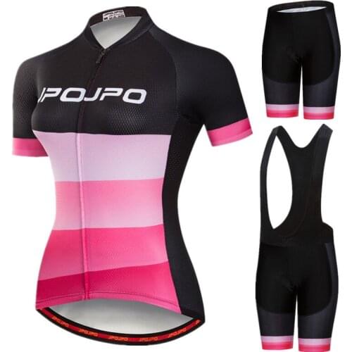 JPOJPO Cycling Clothing Women Padded Short Sleeve Montain Bike Clothing Ropa Ciclismo Summer Pro Team Bicycle Cycling Jersey Set