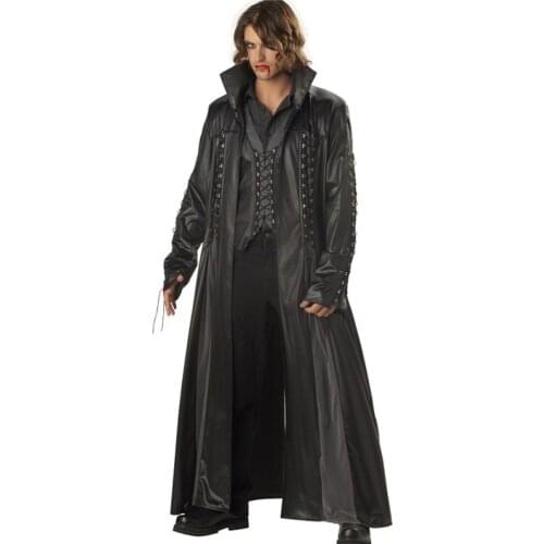 Halloween Adult Mens Vampire Costume Count Dracula Fancy Dress Outfit Cape The Matrix Killers PU Leather Club DS Fancy Dress