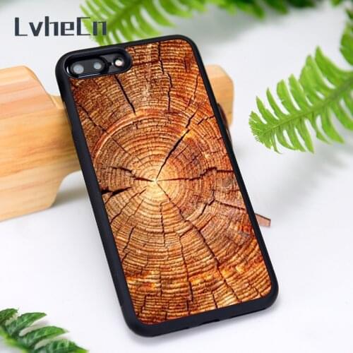 LvheCn Silicone Rubber Phone Case Cover for iPhone 6 6S 7 8 Plus X XS XR 11 12 Mini Pro Max Tree Rings Wood Nature Natural