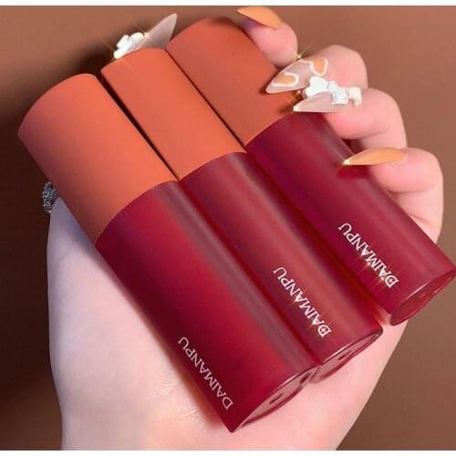DAIMANPU Matte Lip Gloss Velvet Lipstick Long Lasting Moisturizer Lip Glaze Waterproof 6 Colors Makeup Red Tint maquillaje TSLM1