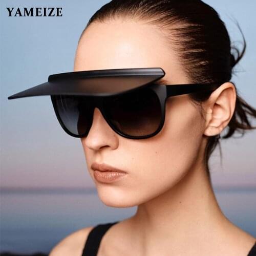 YAMEIZE Fashion Flip Up Sunglasses Women 2021 Trend Oversized Square Vintage Steampunk Flip Sun Glasses Men Drive Goggles Shades