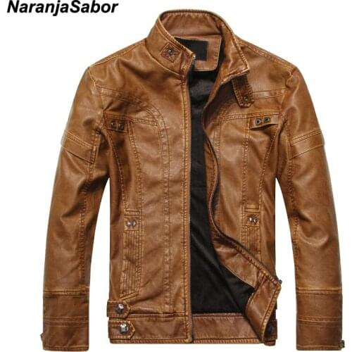 NaranjaSabor 2020 Autumn Winter Motorcycle Leather Jackets Mens Leather Coat Thick Faux PU Jacket Mens Brand Clothing Male Coat