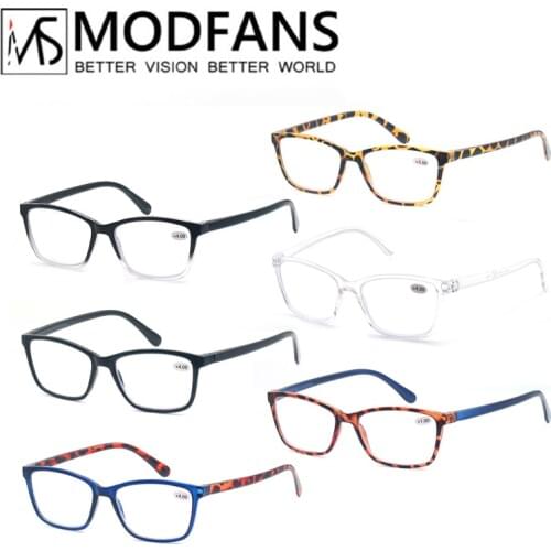 MODFANS Men Square Eyeglasses Uitralight Reading Glasses For Women Reader Plastic Fashion Comfortable To Wear Frame +1.0+2.0+.3