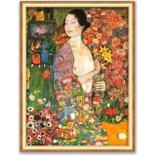 Klimt DIY Embroidery Cross Stitch 11CT Kits Craft Needlework Set Printed Canvas Cotton Thread Home Decoration For Living Room