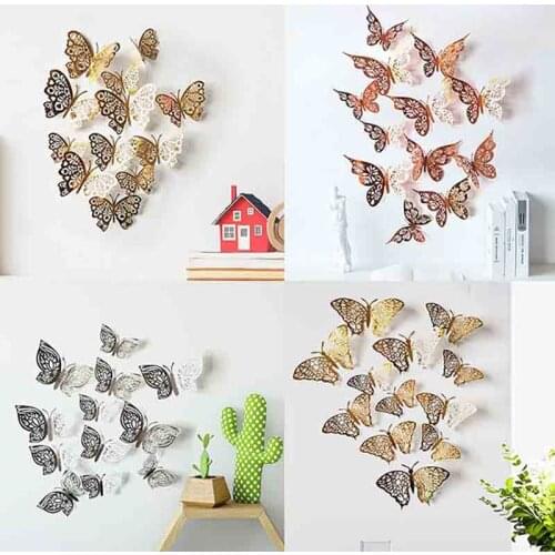 1Pack Hollow Butterfly Wall Sticker DIY Home Decoration Wall Stickers wedding Party Wedding Decors Butterfly Kids Room Decors