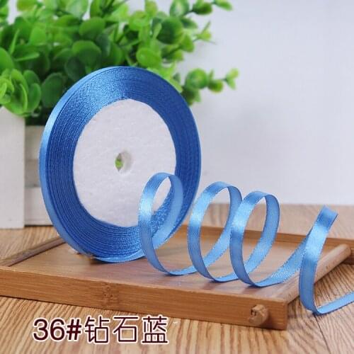 New 1/4"6mm Blue Sewing Fabric Silk Wrapping Decoration Crafts Gifts Ribbon ApparelSatin Wedding Party Supplies (25 yards/roll)