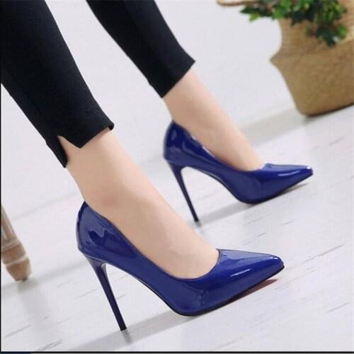 New Pointed Toe Leather Women Pumps Fashion Office Shoes Women Sexy High Heels Shoes Thin Heel Women 's Wedding Shoes