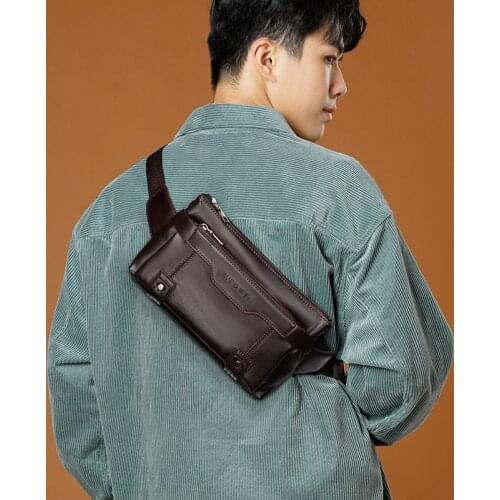 Solid Color PU Leather Waist Packs Mens Multifunction Waist Bags Fanny Pack Phone Bags Travel Belt Bag Male Small Purses Men