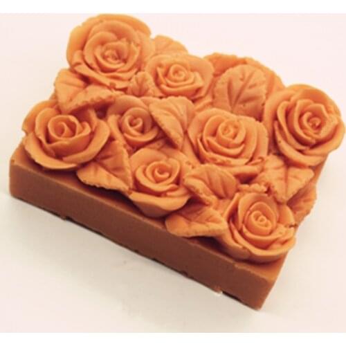 Wholesale 3D Roses Soap Mold Handmade Square Silicone Soap Molds for Cake Chocolate Baking Mould