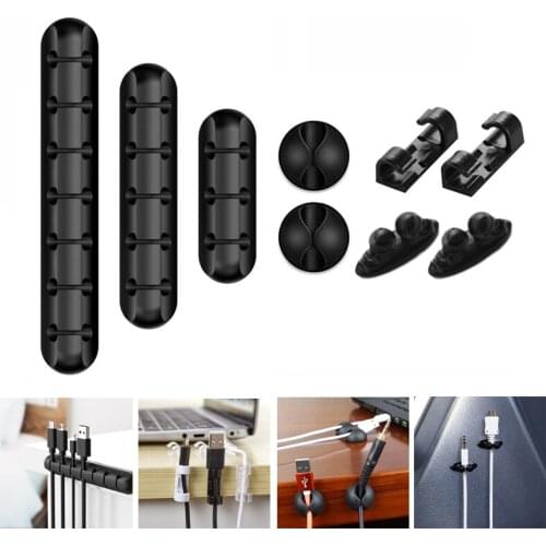 Cable Organizer Silicone USB Cable Winder Desktop Tidy Management Clips Cable Holder for Mouse keyboard Headphone Wire Protector