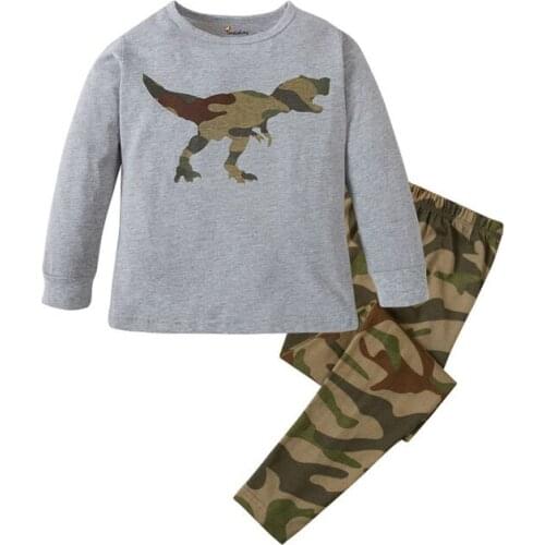 Pajamas Kids Children Dinosaur Sleepwear Set Children Cartoon Homewear Boys Pyjamas Suits Toddler 2 -10 Years Top+Pants Clothes