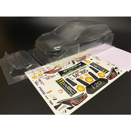 1/10 Scale Flat Sport On-Road Rally Rc Drift Car Body Shell Team C I20 WRC PC Clear Body With Decoration Stickers