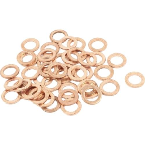 50 Pcs Copper Crush Washer Flat Seal Ring Fitting 6mm x 10mm x 1mm