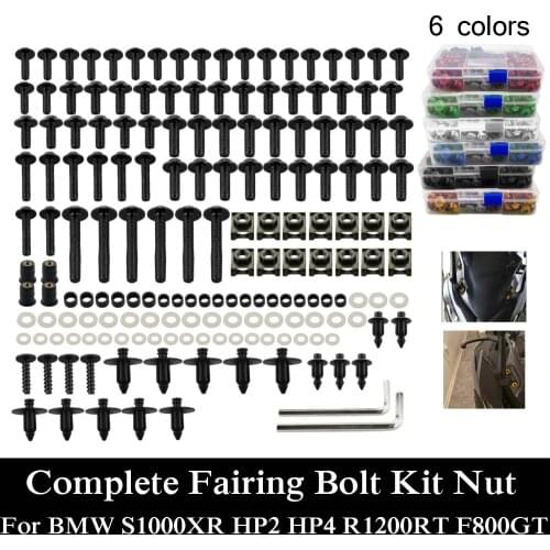 Fit For BMW S1000XR HP2 HP4 R1200RT F800GT S1000RR R1200GS CNC Alloy Complete Fairing Bolts Kit Nut Bodywork Screws Clip