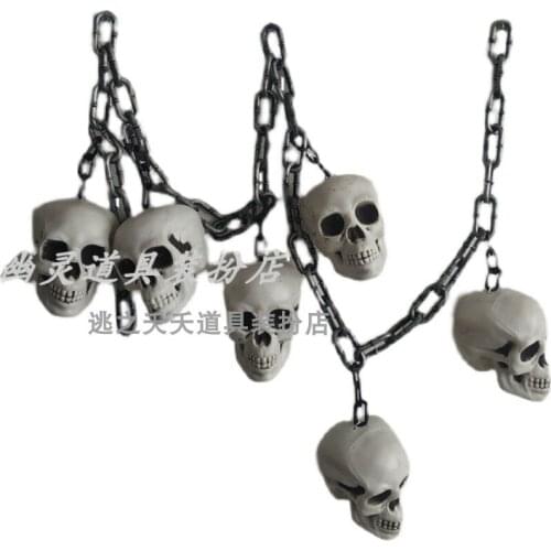 Skeleton head string pendant, Halloween Horror decoration skeleton chain secret room escape haunted house props