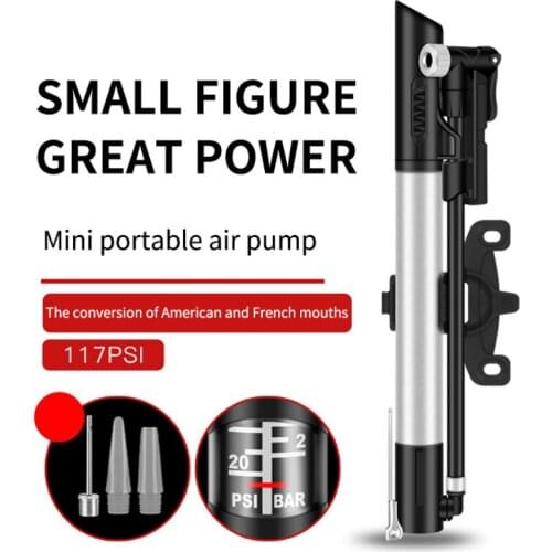 117PSI High Pressure Bicycle Pump Portable Aluminum Presta Valve Mini Bike Tire Pump Inflator Double Cylinder Air Pump Fold Foot
