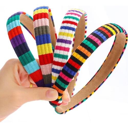 Headband Hairband For Women Girl Korean Cotton Fabric Striped Rain Bow Fashion Fresh Sweet Hair Accessories Head Wrap Wholesale