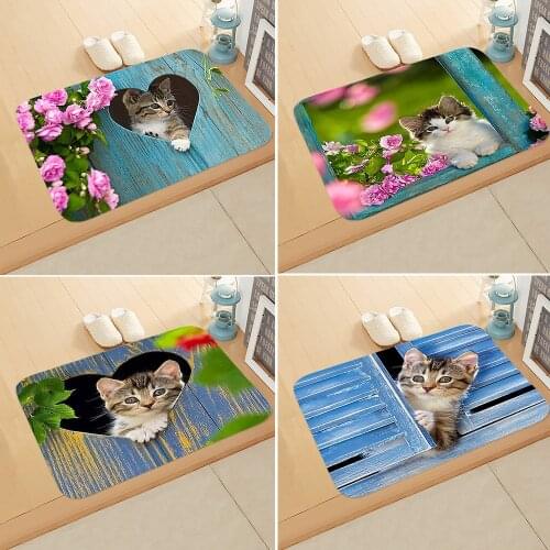 Doormat Cartoon Cat Anti-slip Absorb Water Bath Mat Bathroom Home Kitchen Bedroon Floor Mat Entrance 40*60cm DD-0100