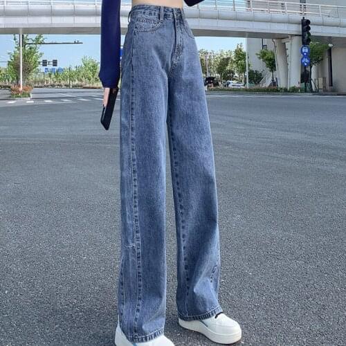 High-waisted straight-leg jeans, summer thin style, new loose, thin, slim, drape wide-leg mopping pants