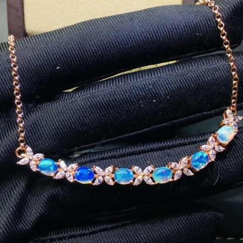 Colorful Opal bracelet Natural And Real Opal bracelet Solid S925 Sterling Silver For Women Colour Gem Stone Rings Fine Jewelry