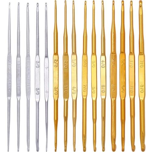 RORGETO Crochet Hooks Knitting Needle Double End Crochet Hook Sweater Yarn Needle for Beginners Weaving Knitting Gold Silver