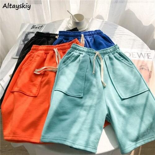 Shorts Women Solid Cool All-match Pockets Drawstring High Waist Streetwear Summer Simple Students Leisure Workout Comfort Unisex