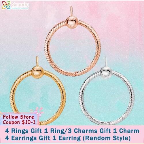 Smuxin 925 Sterling Silver Pendant O Pendant fit Original Pandora Necklaces Women Charm for Jewelry Making Birthday Girl Gift