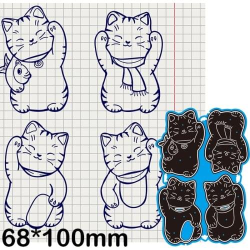 Cutting Dies Cute Lucky Cat New for Decoration Scrapbooking Stencil Paper Craft Album Template 68*100mm