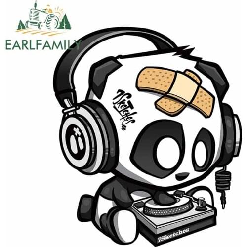 EARLFAMILY 13cm x 11cm for DJ Panda Custom Printing Decal Personality Refrigerator Laptop Scratch-proof Window Car Stickers