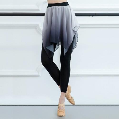 Professional Black Ballet Stretchy Dance Leggings Girls Women Adult Ballet Training Pants With Chiffon Skirt Fitness Gym Pants