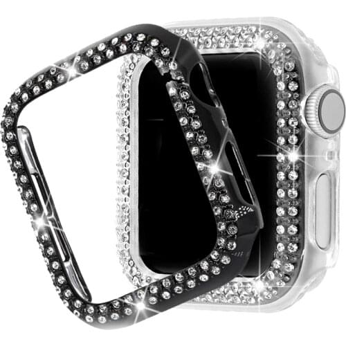 Women Diamond case watch cover Protector for Apple Watch 6 SE 5 3 40mm 44mm Slim lady sport Case for IWatch 6 5 4 3 38mm 42mm