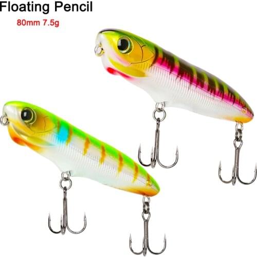 1pcs DW90 80mm 7.5g Topwater Floating Pencil Fishing Lure Artificial Hard Bait Long Casting Bass Fish Lures Fishing tackle