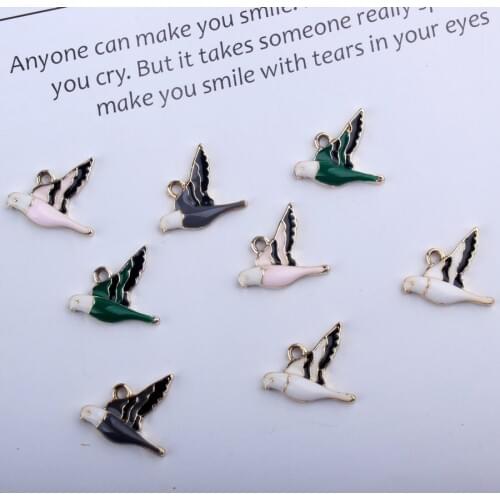 10pcs 17*18MM DIY enamel peace dove charms for bracelet, fashion metal bird pigeon pendants earring necklace jewelry making