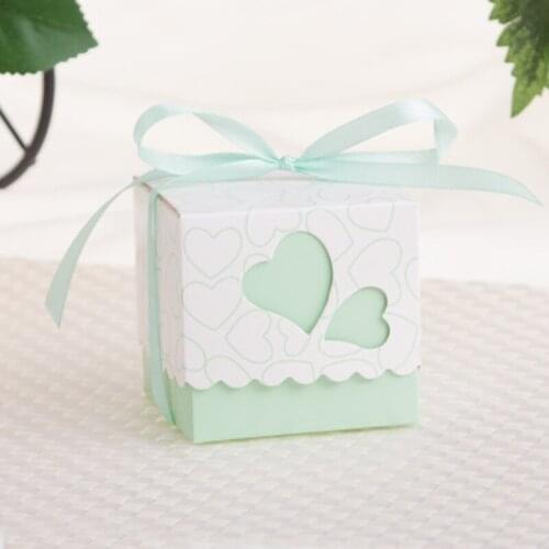 10pcs/lot DIY Sweet Hearts Cute Box With Free Ribbon Beautiful Wedding Candy Box Favor Party Gift Boxes Happy Event Supplies