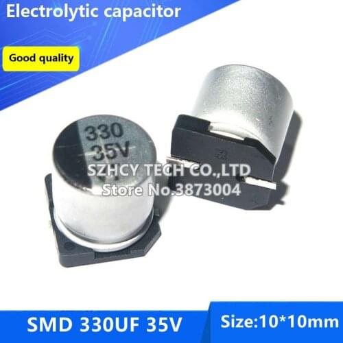 100pcs SMD 330UF 35V 10*10 Electrolytic capacitor