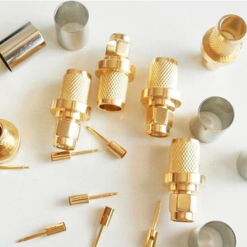 10X Pcs RF Coax Connector Socket SMA Male Jack Crimp for RG5 RG6 LMR300 RG304 5D-FB Cable Plug Gold Plated Coaxial High-quality